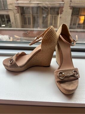 Gucci Horsebit Raffia Heels